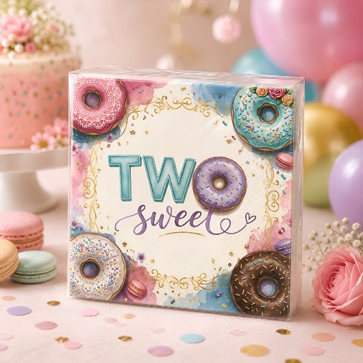Serviette En Papier Thème de gâteau donut rose doux