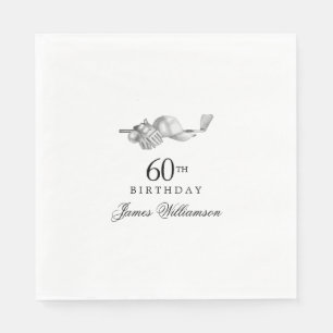 Serviette En Papier Thème de golf personnalisé 60e anniversaire