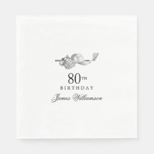 Serviette En Papier Thème de golf personnalisé 80e anniversaire