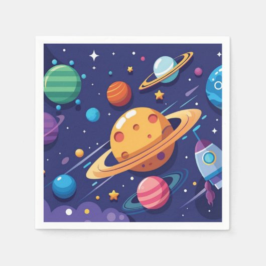 Serviette En Papier Thème de l'espace et des planètes (Devant)
