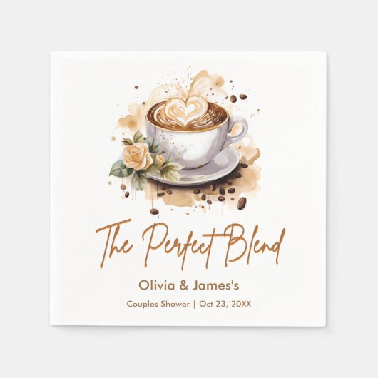 Serviette En Papier Thème de mariage café Le mélange parfait pour la d (Devant)