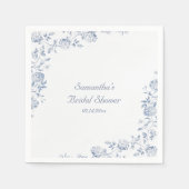 Serviette En Papier Thème de mariage Chinois Bleu Floral (Devant)