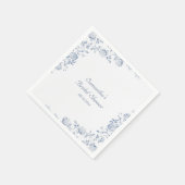 Serviette En Papier Thème de mariage Chinoisérie Fleurie Bleue (Coin)