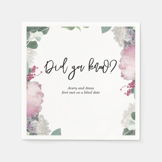 Serviette En Papier Thème de mariage floral (Devant)
