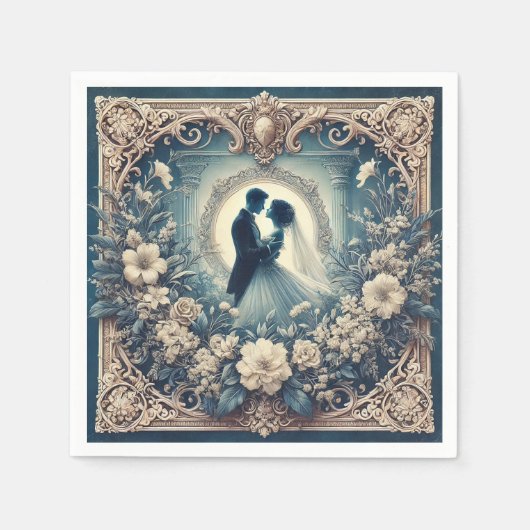 Serviette En Papier Thème de mariage floral complexe (Devant)