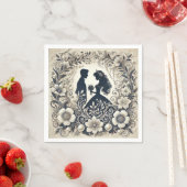 Serviette En Papier Thème de mariage floral complexe (En situation)