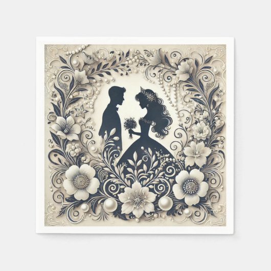 Serviette En Papier Thème de mariage floral complexe (Devant)