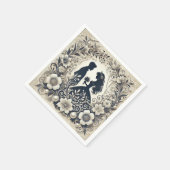 Serviette En Papier Thème de mariage floral complexe (Coin)