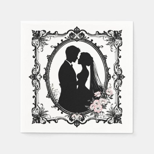Serviette En Papier Thème de mariage floral complexe (Devant)