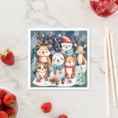Serviette En Papier Thème de Noël Animaux mignons (En situation)