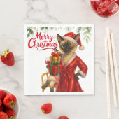 Serviette En Papier Thème de Noël de chat de Siamese (En situation)