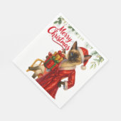 Serviette En Papier Thème de Noël de chat de Siamese (Coin)