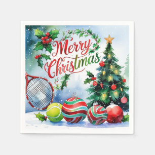 Serviette En Papier Thème de Noël de tennis pour Joueur