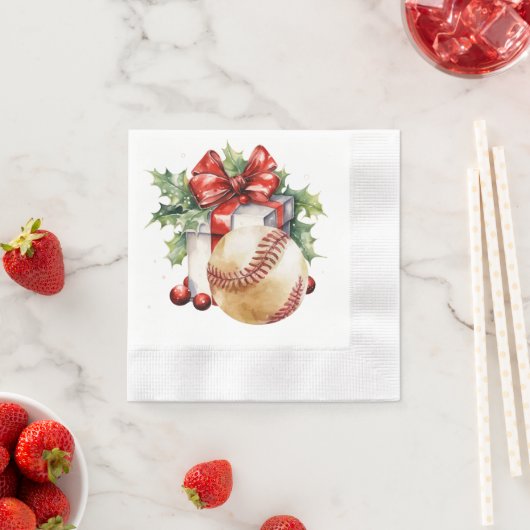 Serviette En Papier Thème de Noël du baseball (En situation)