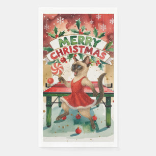 Serviette En Papier Thème de Noël Ping Pong pour les amateurs de chats
