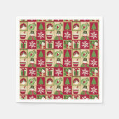 Serviette En Papier Thème de Noël Snowman Snowflakes Red Green Gold (Devant)