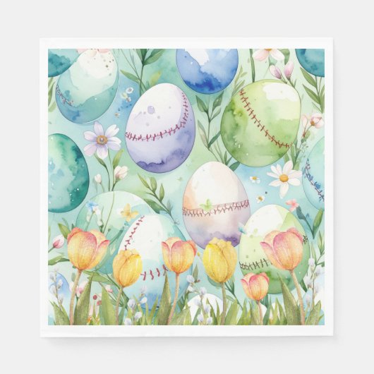 Serviette En Papier Thème de Pâques baseball (Devant)