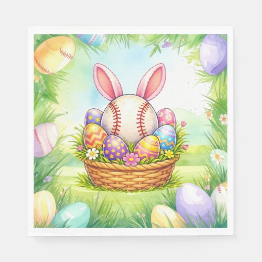 Serviette En Papier Thème de Pâques baseball (Devant)