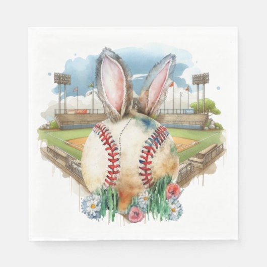 Serviette En Papier Thème de Pâques baseball (Devant)