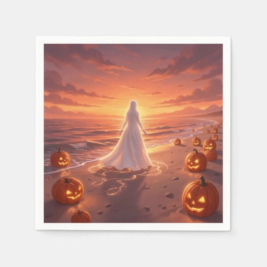 Serviette En Papier Thème de plage Halloween (Devant)