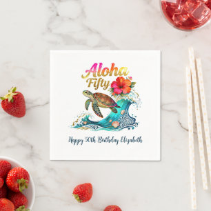 Serviette En Papier Thème de plage océanique tropicale pour 50e annive