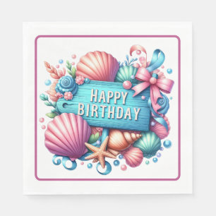 Serviette En Papier Thème de plage pour joyeux anniversaire