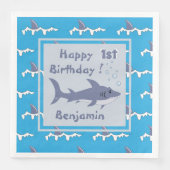 Serviette En Papier Thème de requin 1er Anniversaire Papier serviettes (Devant)