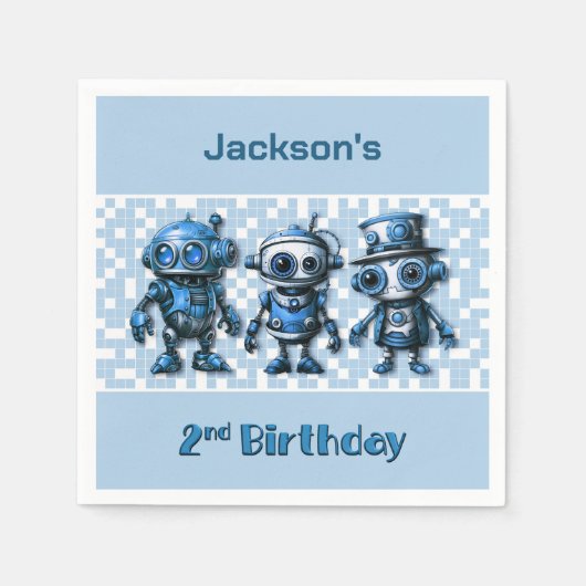 Serviette En Papier Thème de robot Steampunk pour 2e anniversaire (Devant)