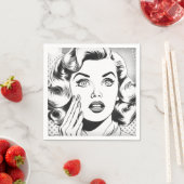 Serviette En Papier thème/dessin popart rétro (En situation)