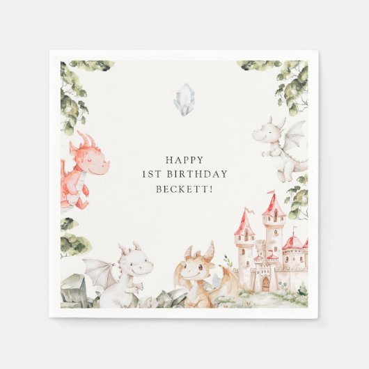 Serviette En Papier Thème Dragon Anniversaire (Devant)