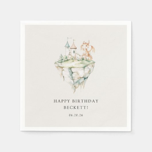 Serviette En Papier Thème Dragon mignonne Anniversaire (Devant)