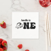 Serviette En Papier Thème Espace 1er anniversaire UFO personnalisé (En situation)