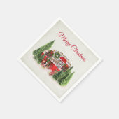 Serviette En Papier Thème extérieur du camping de Noël Trailer (Coin)