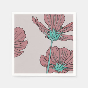 Serviette En Papier Thème floral, motif pavot