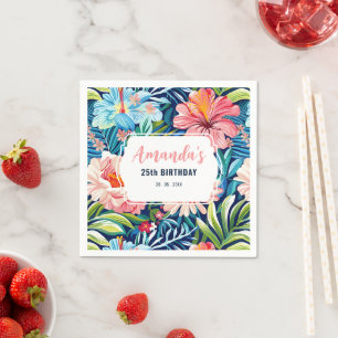 Serviette En Papier Thème floral pour fête d'anniversaire tropicale