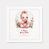 Serviette En Papier Thème Fraise Bébé Doux Fête de Naissance (Devant)