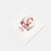 Serviette En Papier Thème Fraise Bébé Doux Fête de Naissance (Coin)