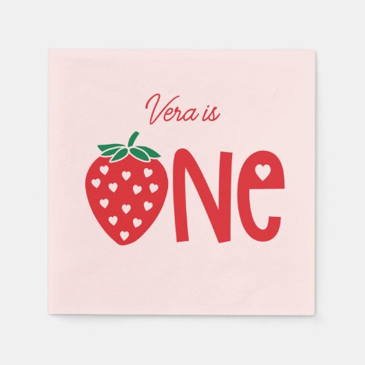 Serviette En Papier Thème fraise Premier Anniversaire Papier (Devant)
