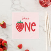 Serviette En Papier Thème fraise Premier Anniversaire Papier (En situation)