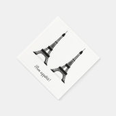Serviette En Papier Thème français noir Tours Eiffel Bon Appetit (Coin)