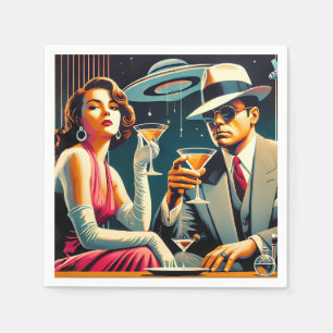 Serviette En Papier Thème Gangster Martini de l'ère spatiale Las Vegas