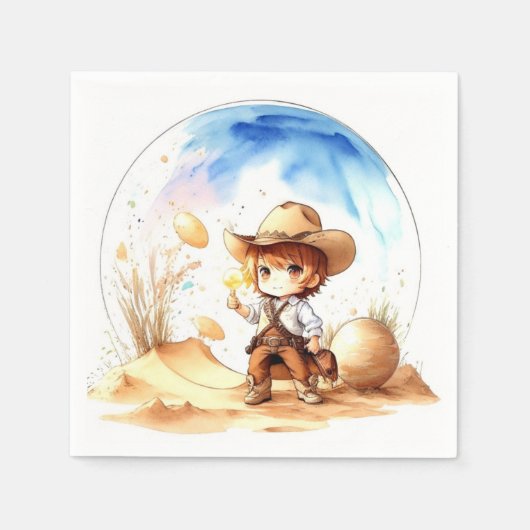 Serviette En Papier Thème Inspiré Cowboy Baby Boy Douche (Devant)