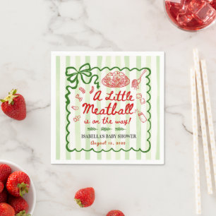 Serviette En Papier Thème Italien Baby Shower Ruban Vert