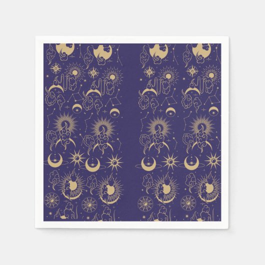 Serviette En Papier Thème Lune céleste et Soleil (Devant)
