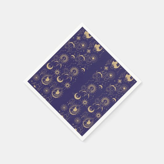 Serviette En Papier Thème Lune céleste et Soleil (Coin)
