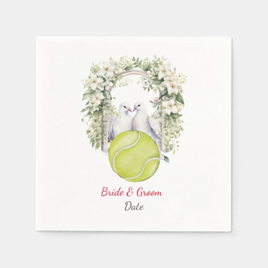 Serviette En Papier Thème Mariage de tennis (Devant)