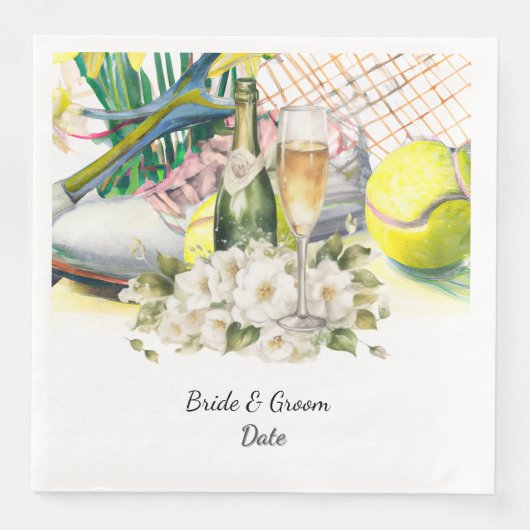 Serviette En Papier Thème Mariage de tennis (Devant)
