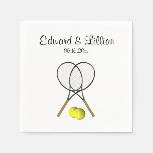 Serviette En Papier Thème Mariage de tennis Personnalisé (Devant)