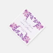 Serviette En Papier Thème Mariage Feuille violet (Coin)