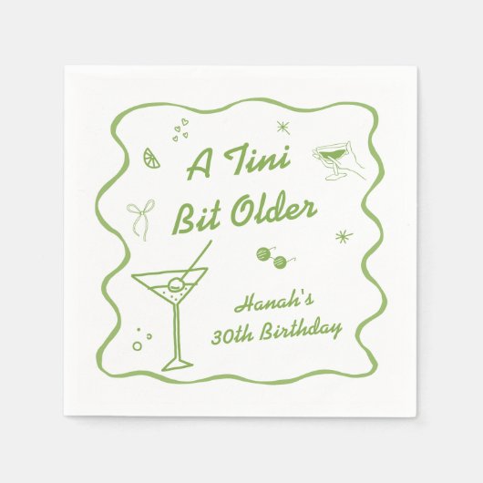 Serviette En Papier Thème Martini Anniversaire (Devant)